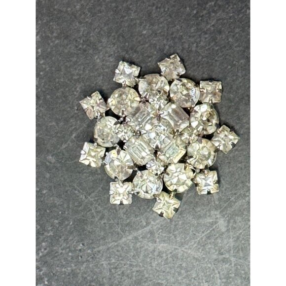 Vintage Faceted Rhinestone Brooch Dress Pin - Picture 2 of 5